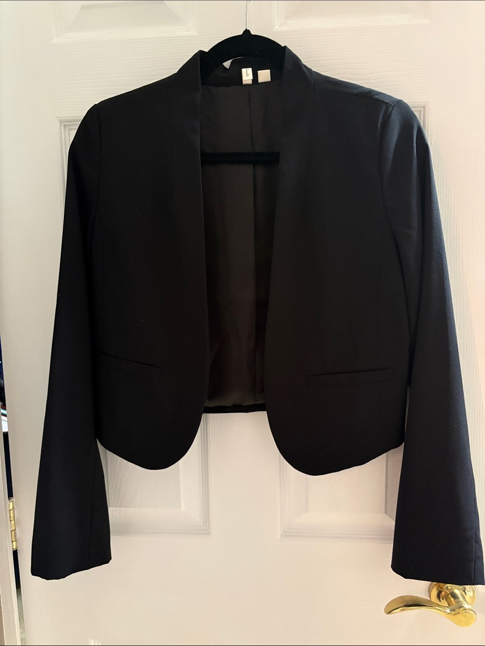 Frenchi Black Cropped Open-Front Blazer